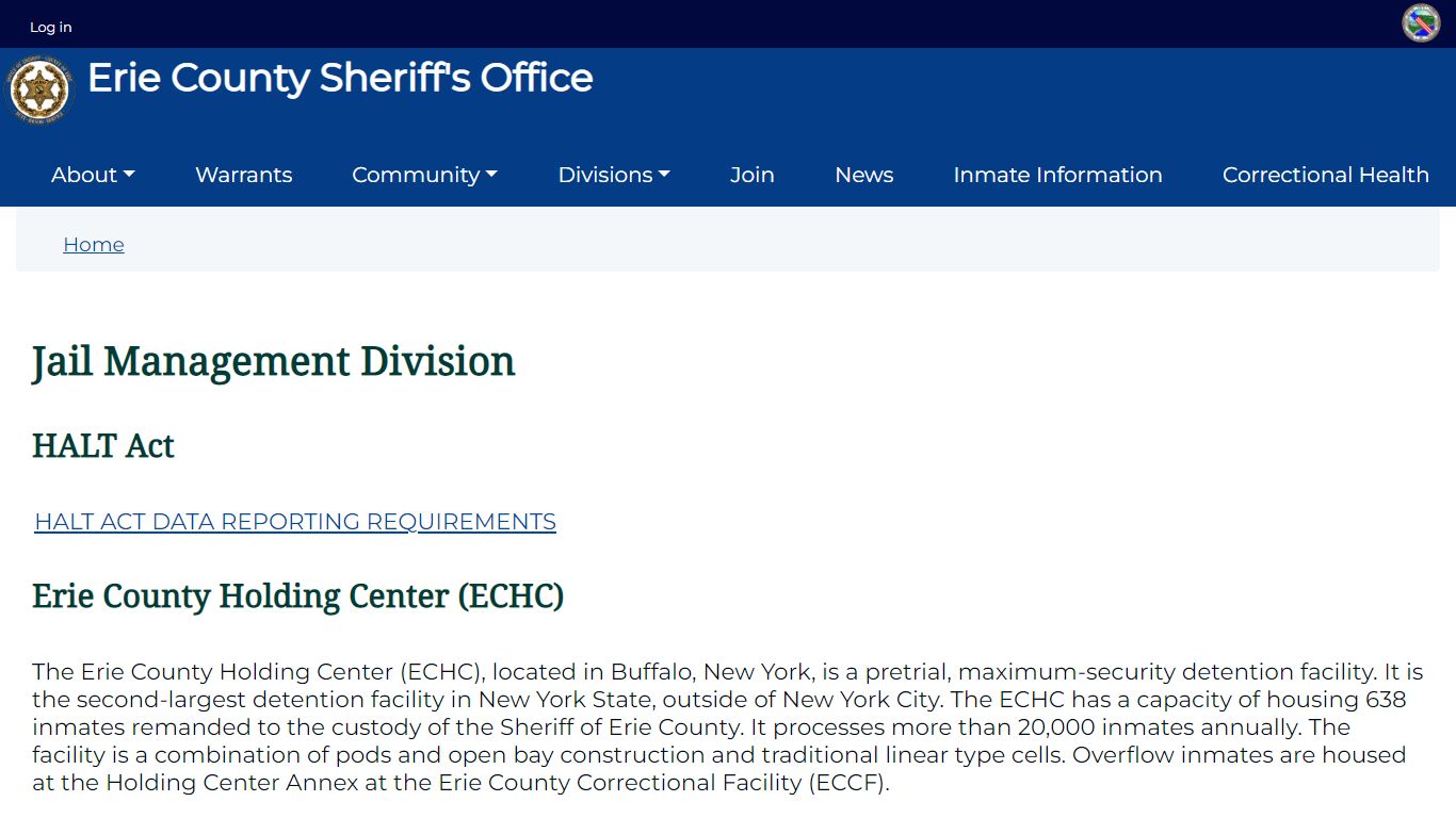 Jail Management Division | Sheriff - Erie County, New York